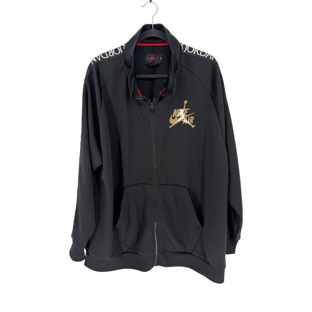 Nike Jordan Jumpman Mens XXL Black Gold Full Zip Track Jacket Logo Tape Athletic